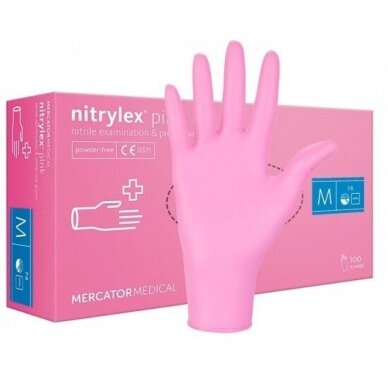Nitrilinės pirštinės be pudros Nitrylex (juodos arba rožinės) 1